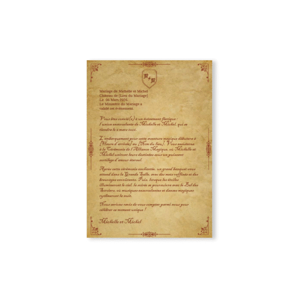 Faire-part Enchanté – Collection Parchemin du Maraudeur