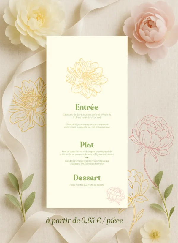 Dos du menu duo fleuri champêtre