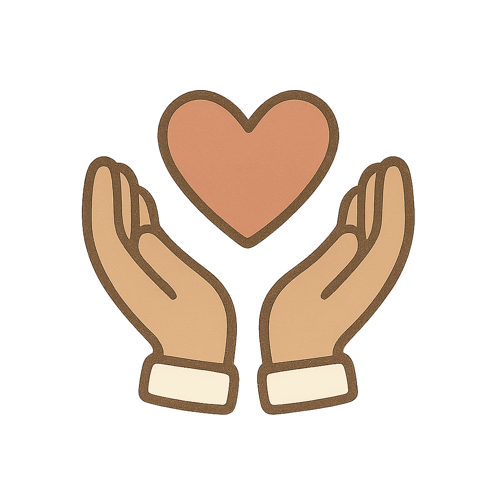 En toute simplicité un coeur qui est soutenu par des mains charitables