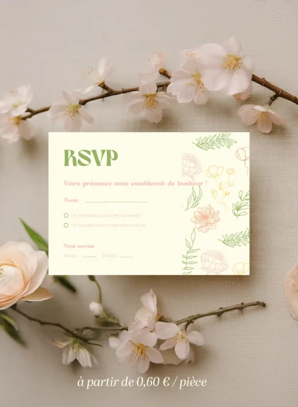 Carte RSVP – Collection Champêtre fleurs – Image 2