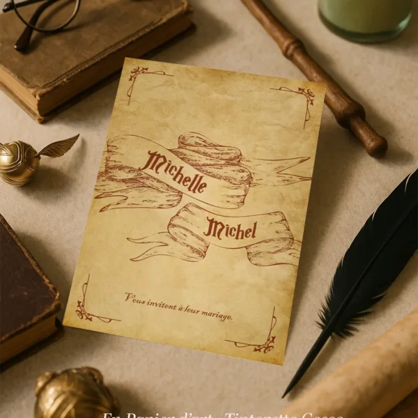 Faire Part du monde Enchanteur Parchemin du maraudeur, inspiration Harry Potter