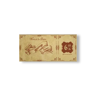 Carte “Notez la Date” au style parchemin magique. Format DL avec illustrations vintage