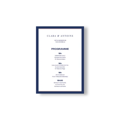 Faire-part mariage verso bleu roi – Collection Inspiration Louis XIV