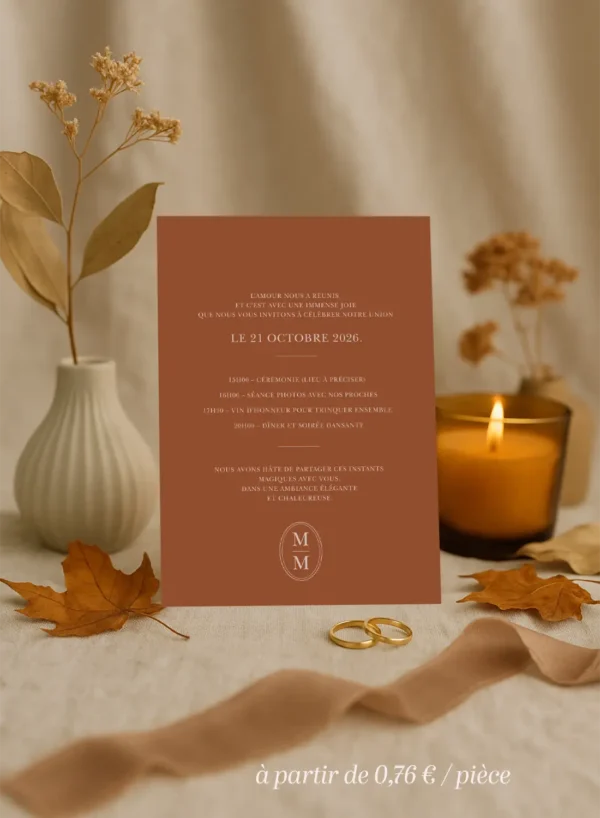 Faire part de mariage couleur chocolat