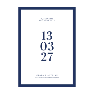 Notez la date mariage bleu roi – Collection Inspiration Louis XIV