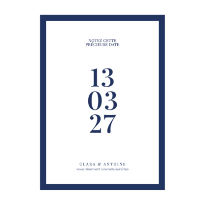 Notez la date mariage bleu roi – Collection Inspiration Louis XIV