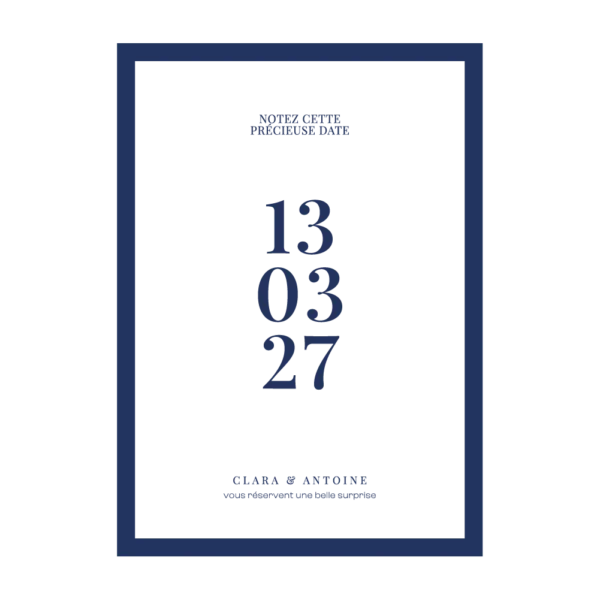Notez la date mariage bleu roi – Collection Inspiration Louis XIV