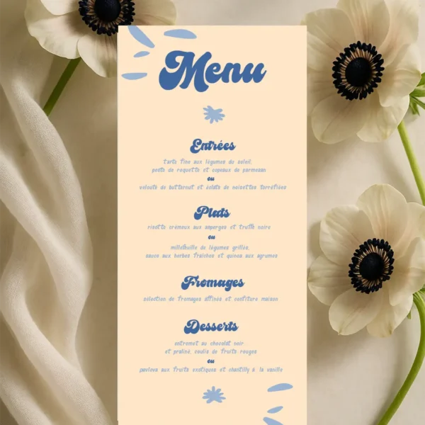 Menu Anémone - Collection Fleur BLEU