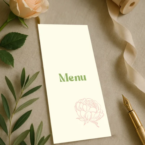 Menu Champêtre fleuri.