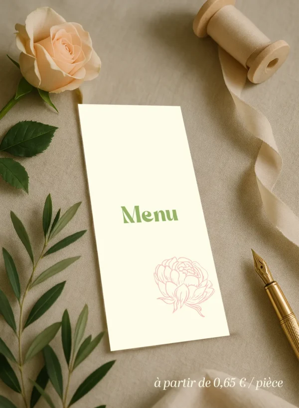 Menu Champêtre fleuri.