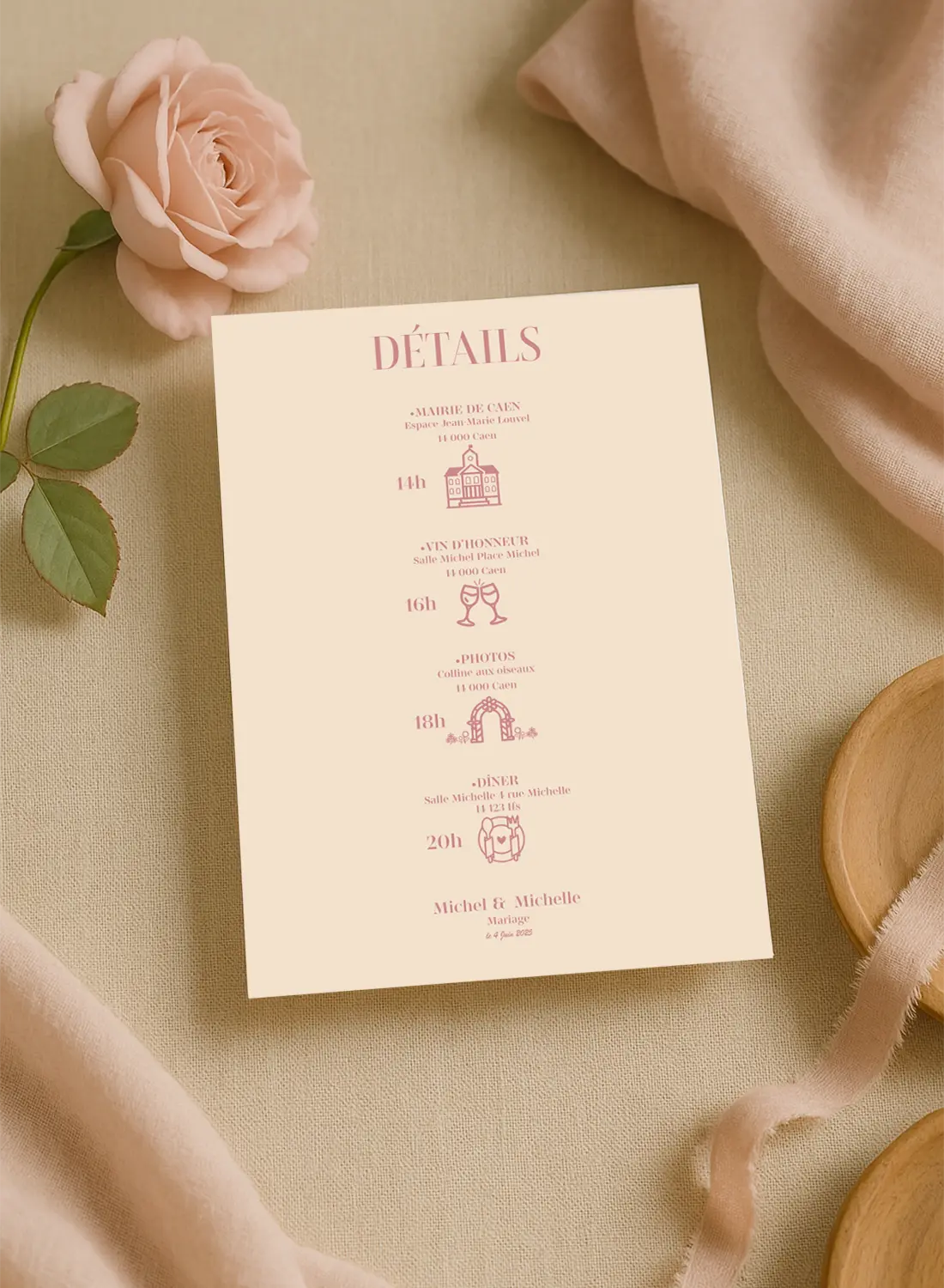 Faire-Part Minimaliste Ivoire & Rose Poudré
